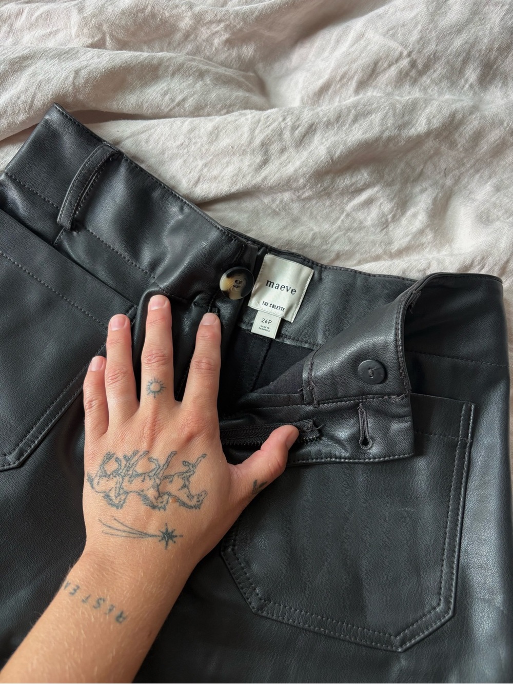 Anthropologie Maeve The Colette Faux-Leather Pant Wide-Leg size 26 Petite